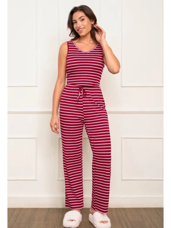 NWT Cupshe Red Striped 3-Piece Pajama Set - Size: Medium - Image 13