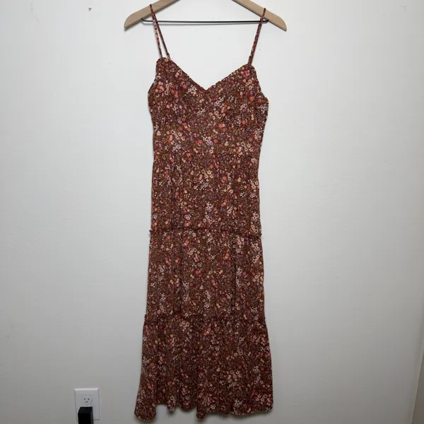 Trixxi Women Forest Fairy Maxi Dress Large Brown Floral Babydoll Cottagecore Boh - Image 2