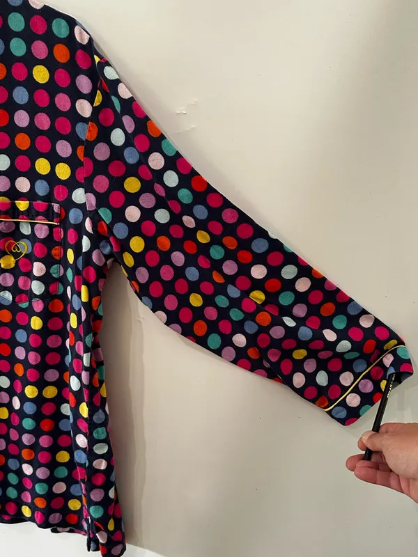 Victoria's Secret Pajama Set M Multi-Color Polka Dot 100% Cotton Button Up Pants - Image 6