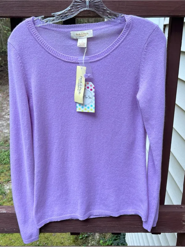 Peck & Peck Women L/S Pullover 2 Ply 100% Cashmere Lilac Sweater,Minimalist|Sz:S - Image 16