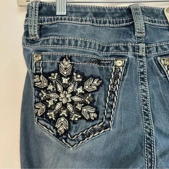 Miss Me Jeans Mid Rise Bootcut Embellished Back Pockets Cropped Womens Sz 29‎ - Image 13