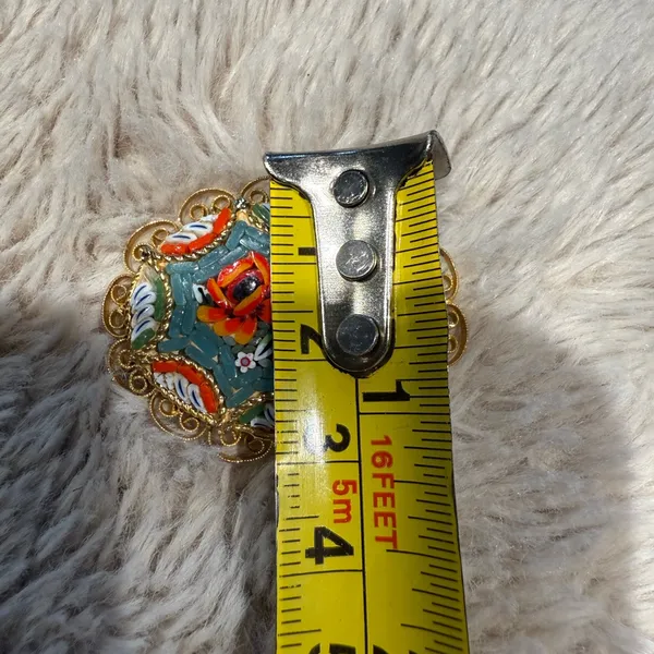 Vintage Gold‎ Micromosaic Micro Mosaic Flower Design Brooch Pin - Image 10
