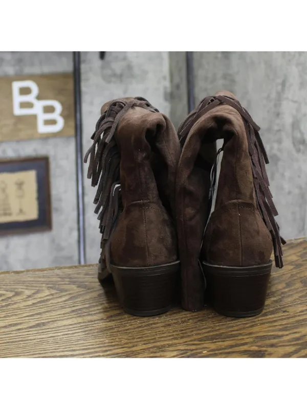 Universal Thread Womens Patsy Tall Fringe Western Boots Brown Multi 8.5M - Image 5