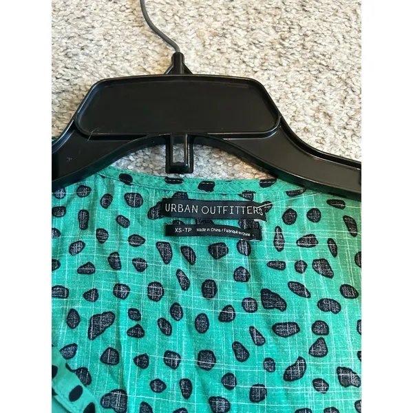 Urban Outfitters Green Black Polka Dot Mini Wrap Dress V-Neck‎ Short Sleeve XS - Image 6