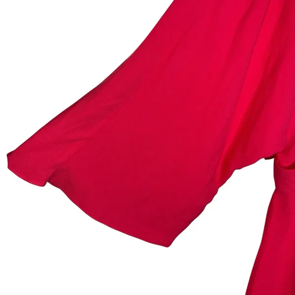 ASOS DESIGN Curve Batwing Twist Front Midi Skater Dress‎ In Raspberry Size 14 - Image 5