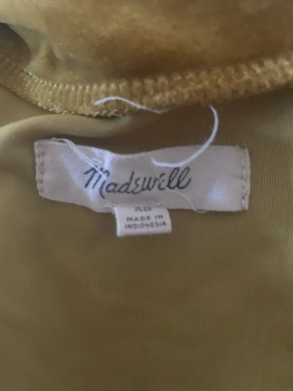 Madewell Velvet Short Sleeve Top | Size XS (mustard color) - Image 4