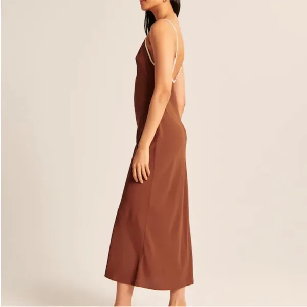 Abercrombie & Fitch Brown Slip Maxi Dress NWT - Image 3