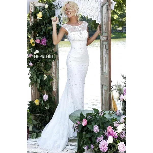 Sherri Hill Style 50069 Ivory Lace Mermaid Gown Size 2 - Image 3