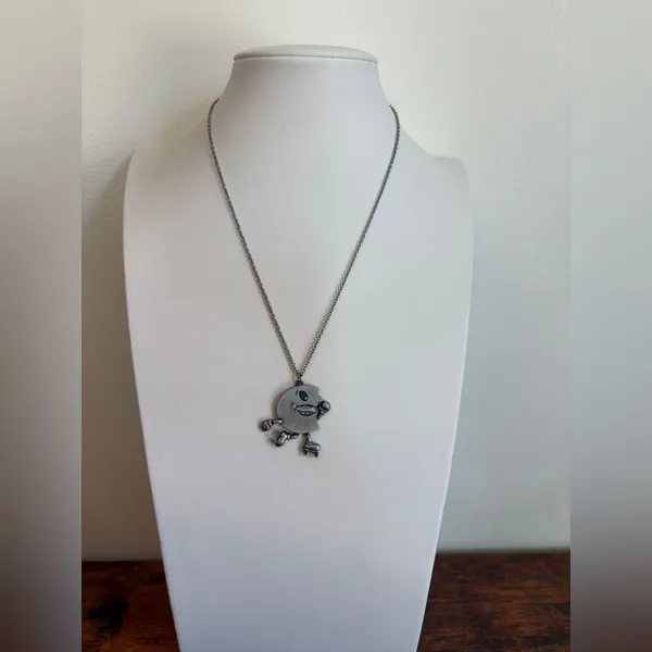 Silver-Tone Whimsical Character Pendant Necklace 20” - Image 2