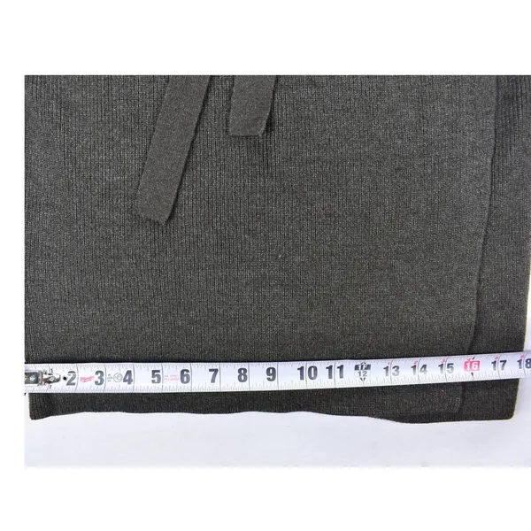 Abercrombie & Fitch Ribbed Knit Wrap Belted Midi Sweater Dress char Grey Large - Image 10