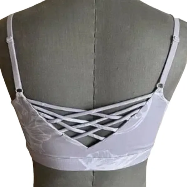 Fabletics Lenni sports bra floral gray adjustable straps size large - Image 4