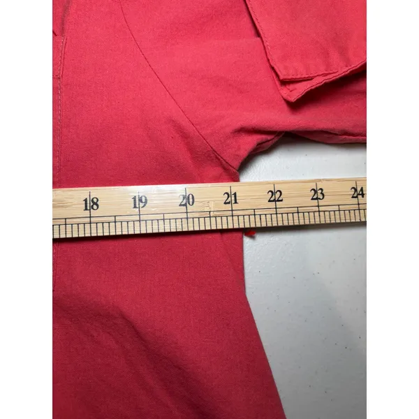 Aura Oversized Shirt Dress Large Rust Red Linen Cotton‎ Pleated Boho Tunic - Image 10