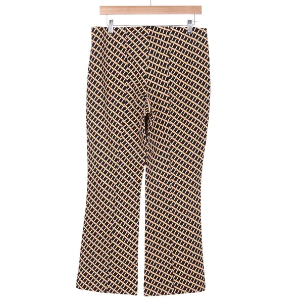 Maeve Pants Womens Medium Flare Geometric Lattice Black Tan Stretch Excellent - Image 5