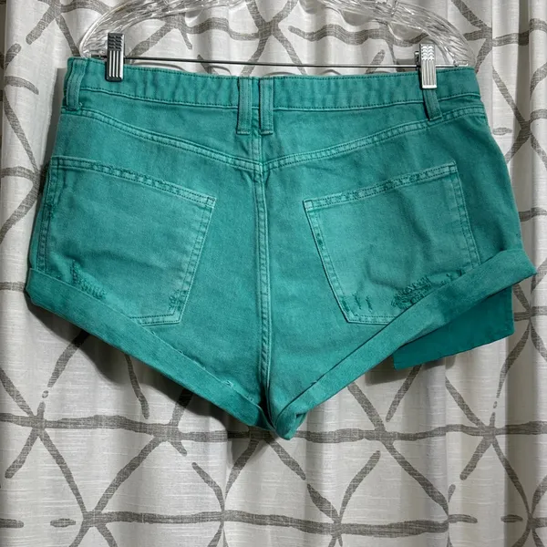 Wild Fable Highest Rise Cheeky Aqua Jean Shorts - Image 4