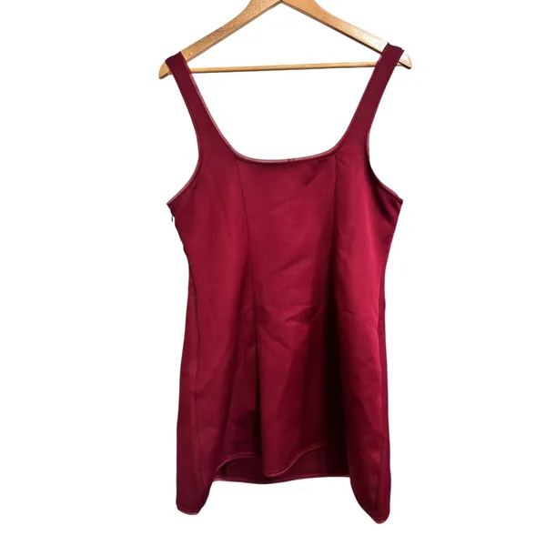 H&M Divided Mini‎ Dress Sleeveless Square Neck Maroon L NEW - Image 6