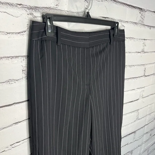 Ann Taylor Y2K Black Wide Leg Pinstripe Retro Pants Baggy SZ 4 High Rise Casual - Image 3
