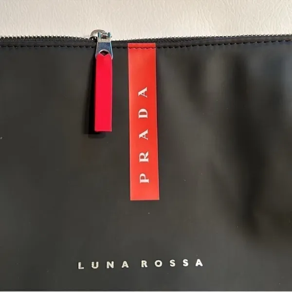 Prada Luna Rossa Unisex Black/Red Pouch - Image 13