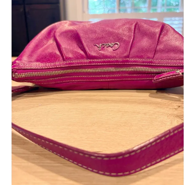 Coach‎ Magenta Pink Leather Hobo Shoulder Bag Silver Hardware 27741 - Image 5