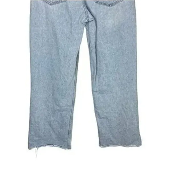 ZARA Vintage Relaxed Style High Rise Wide Leg Raw Hem Casual Cotton Jean 4 Blue - Image 9
