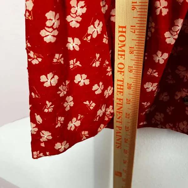 Madewell‎ Floral Peplum Top Womens Large 100% Cotton Red Puff Sleeve - Image 6