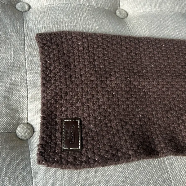 Coach Wool Blend Knit Brown Scarf One Size - Image 5