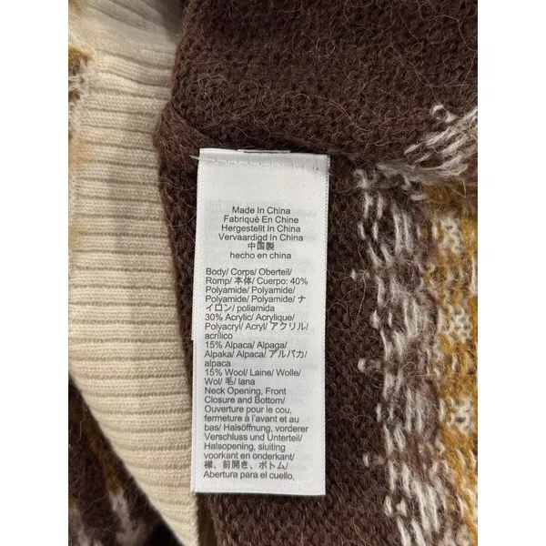 J.CREW Cardigan Brown Brushed Yarn Fair Isle Alpaca Wool Sweater Fuzzy Large - Image 5