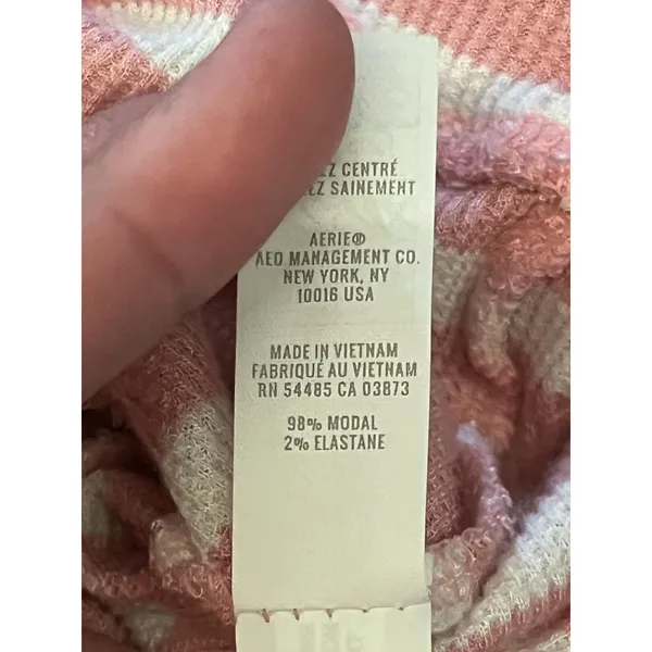 OFFLINE By Aerie Shirt Womens Medium Pink Stripe Henley Cropped Long Sleeve - Image 11