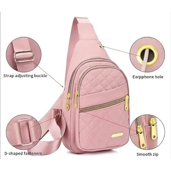 Contemporary Multiple‎ Compartment Sling Bag Handbag Crossbody Black Audio Port - Image 4