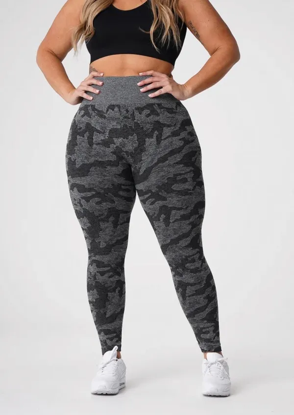 NVGTN Gray Camo Seamless Leggings Gym Workout Activewear Pants Size M New - Image 2