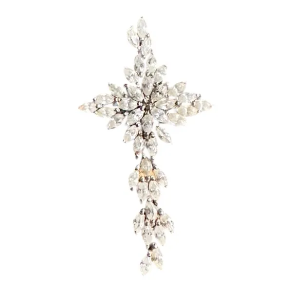 Silver And Rhinestone Cross Necklace Pendent - Image 2