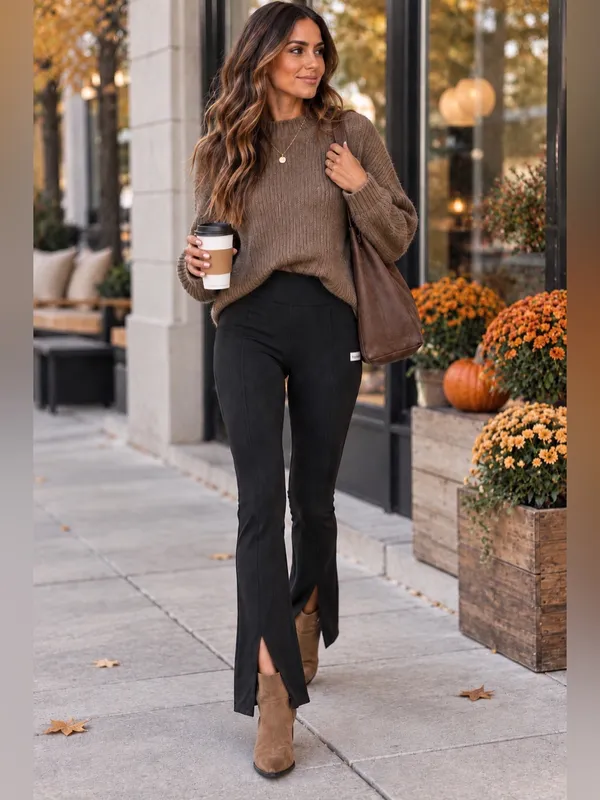 Vuori Lux Ribbed Split Bootcut Leggings Charcoal Grey High Rise XS - Image 2
