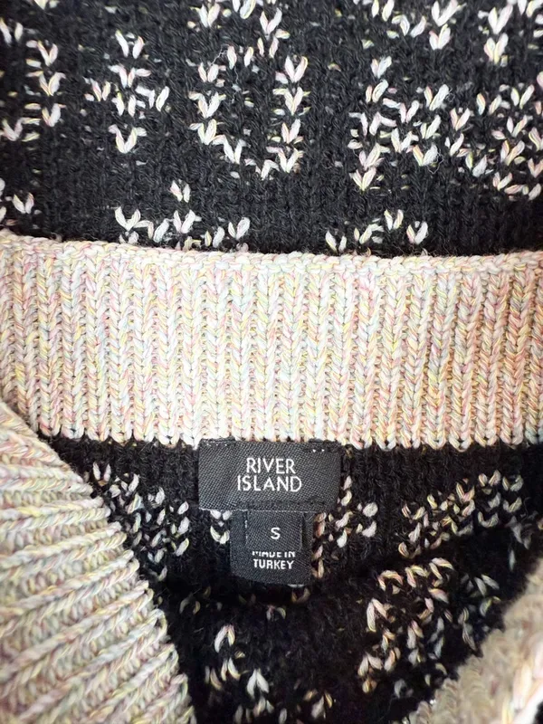 River Island Gray Black Fair Isle Patterned Cardigan Sweater Tank Matching Set - Image 8