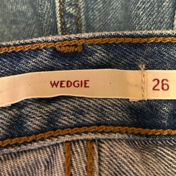 Levi's Premium Wedgie Blue Distressed High Waisted Straight Denim Jeans Size 26 - Image 5