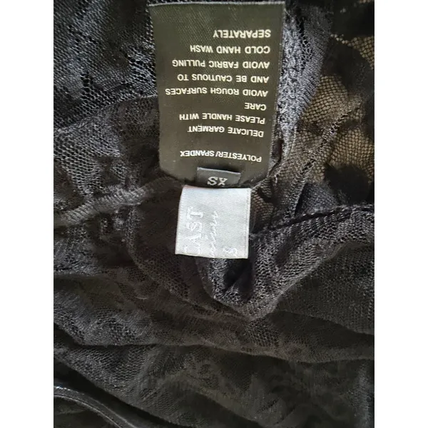 Black Sheer Floral Lace Tube Top Strapless Crop XS Floral Mesh Bralette Layering - Image 10