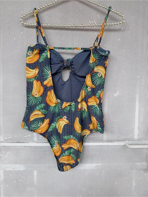 Rip Curl Navy Banana-Print One-Piece with Front Tie - Image 3