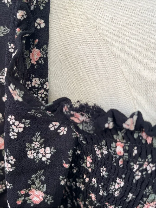 Reformation Pinto Smocked Square Neck Floral Peasant Top cottage festival 1X - Image 12