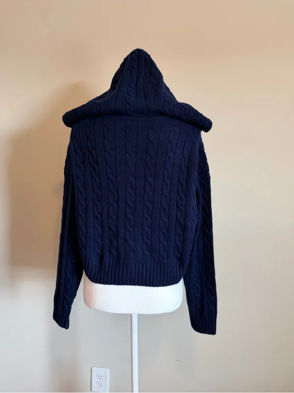 Aritzia Sunday Best Octava Cable Knit relaxed fit wool full zip hoodie small NWT - Image 9