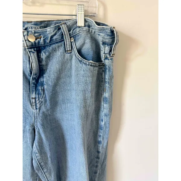 J. Crew '84 Low Rise Distressed Wide Leg Denim Jeans Light Blue Wash Size 31 - Image 3