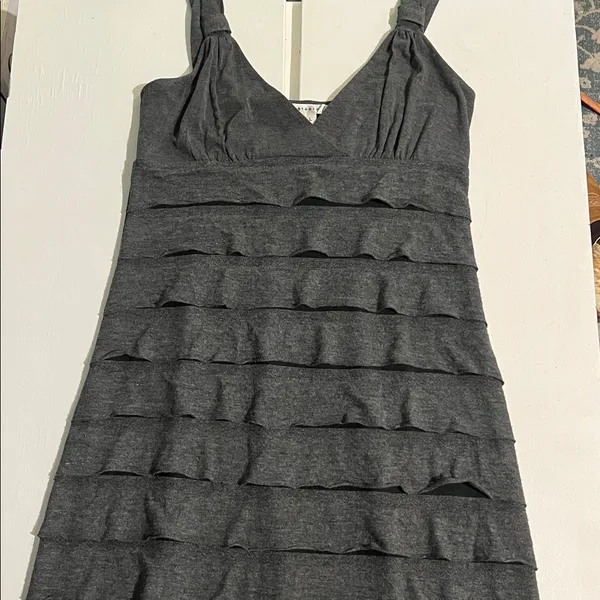 Max studio tiered dress gray women’s size L long - Image 10