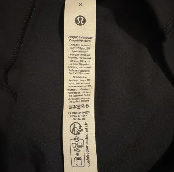 Lululemon Women Black Wunder Train HR Tight 25” Pockets Everlux Quick Dry Size 8 - Image 5