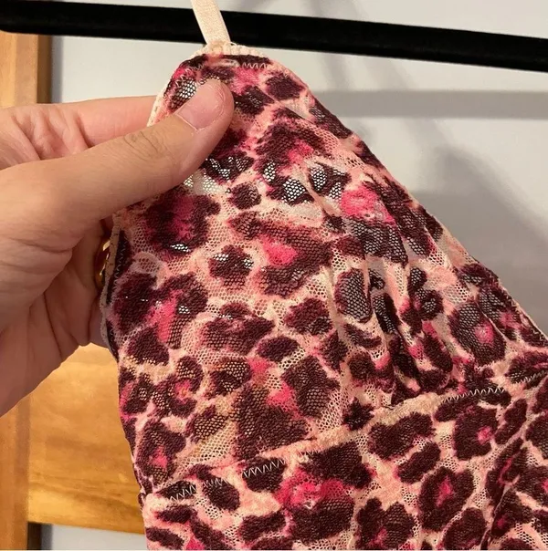 Victoria’s Secret Y2K Pink Cheetah Lace Sheer Slip Lingerie - Image 3