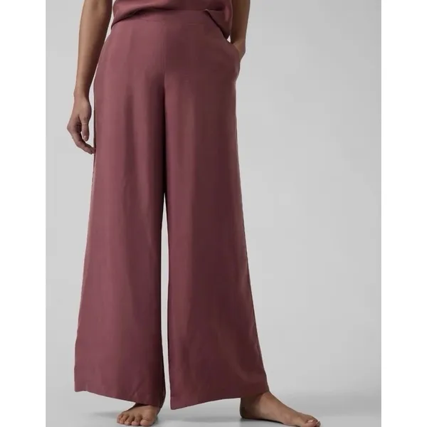 Athleta Calm Cool Pant Women's M Rose Pink Wide Leg Breathable Lightweight Silky - Image 2