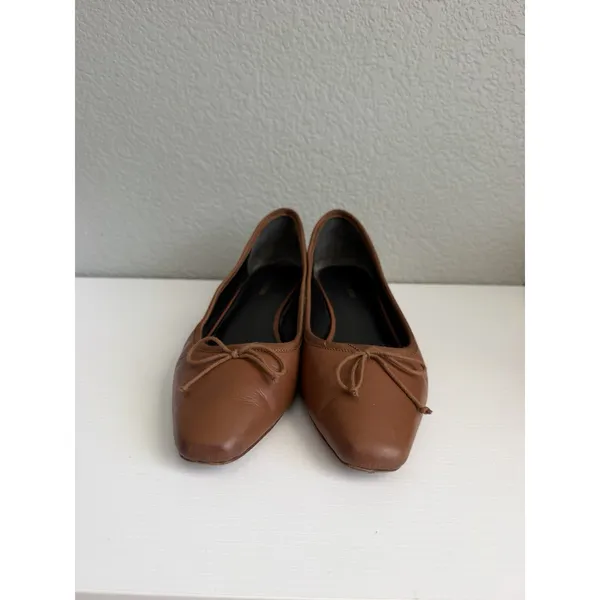 Veronica Beard Cecile Brown Leather Bow Pumps Square Toe Women's US 9 M - Image 3