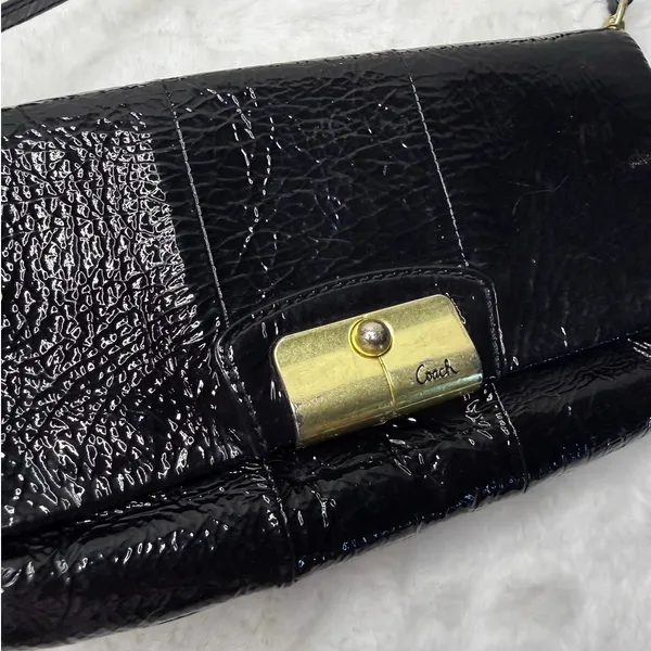 COACH Patent Leather Black Mini Purse Wristlet - Image 3