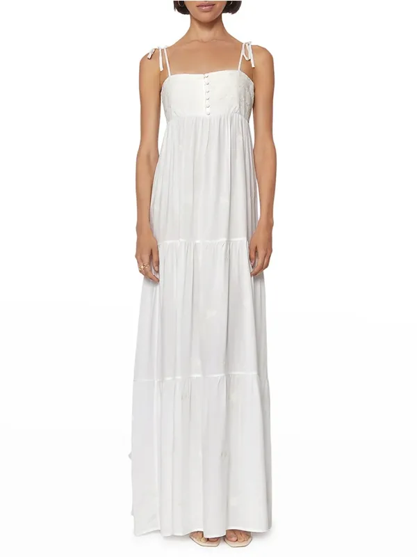 Spiritual Gangster Dolce Embroidered White Spring Summer Maxi Dress M - Image 13