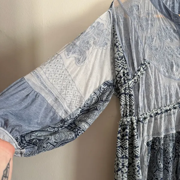 FREE PEOPLE | Oh My Mix Boho Mixed pattern embroidered Midi Dress | Small - Image 3