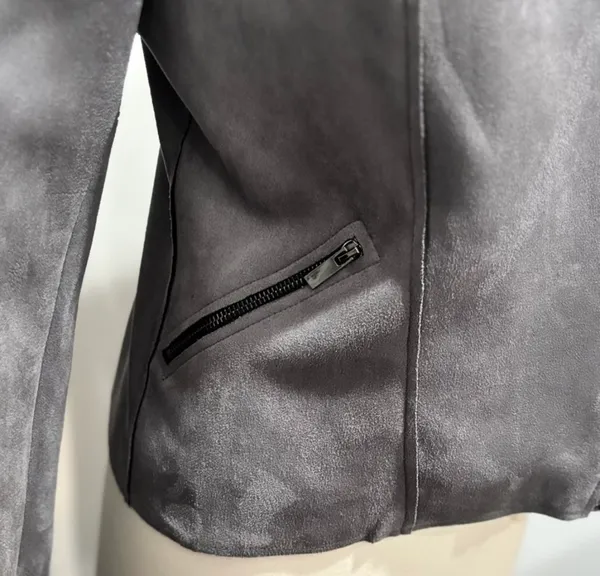 KUT from the Kloth Faux Suede Grey Moto Jacket - Image 10