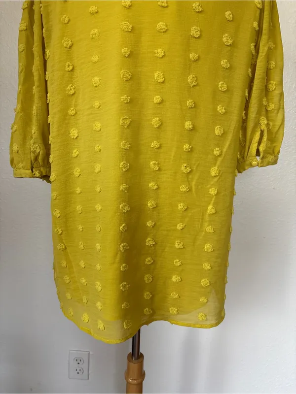 Kori Chartreuse Swiss Dot Short Sleeve Blouse - Image 7