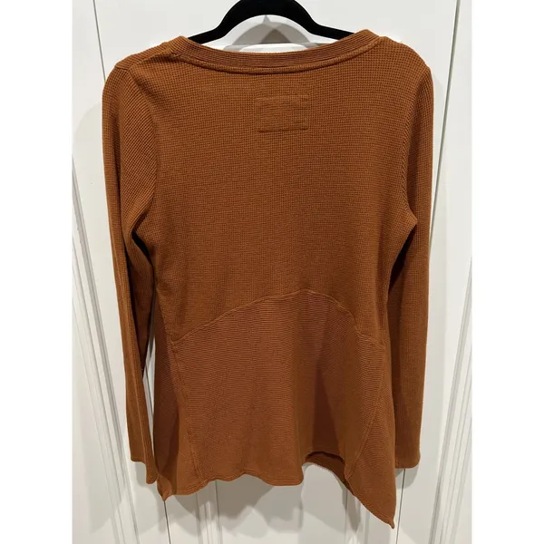 Anthropologie Maeve Eliza Henley Babydoll Tunic Top Brown Waffle Knit‎ Boho - Image 4