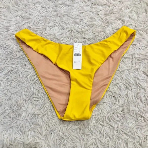 J‎ Crew Curved Waist Cheeky Bikini Bottom Yellow Size Medium - Image 2
